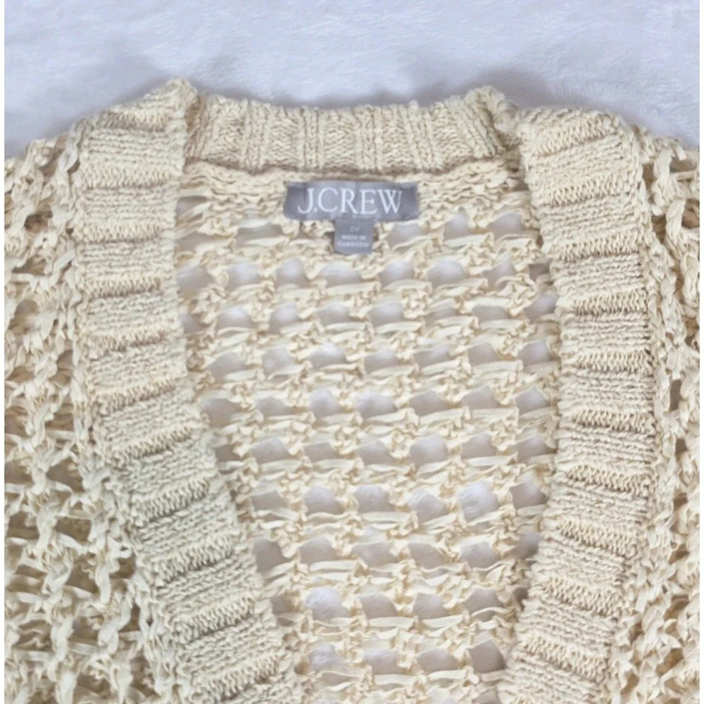 J. CREW Montauk relaxed Cardigan Open Knit Sweater Size 2XL Beige Academia Beach